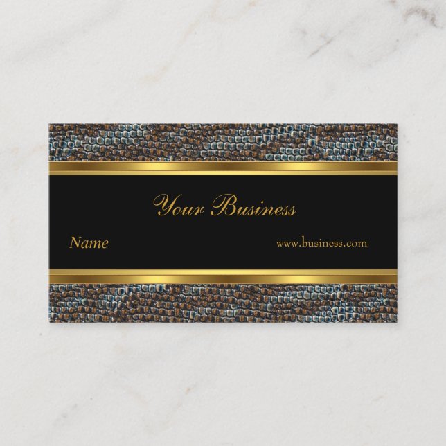 Snake Animal Gold Black Stripe Elegant Classy 2 Business Card (Front)