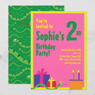 Snake Animal Kid's Birthday Party Invitations
