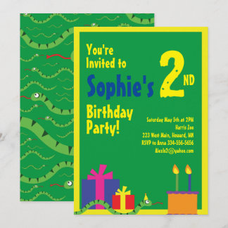Snake Animal Kid's Birthday Party Invitations