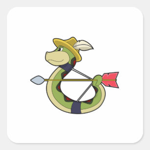 Snake as Archer with Bow & Arrow Square Sticker