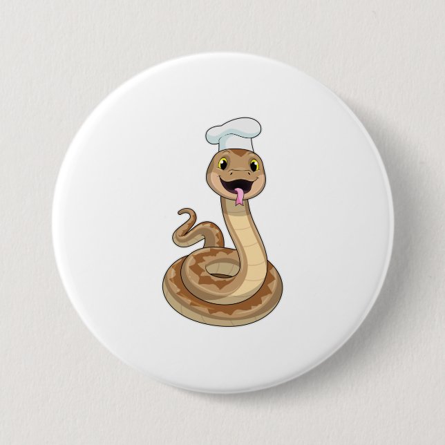 Snake as Cook with Chef hat 7.5 Cm Round Badge (Front)