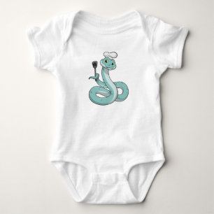 Snake as Cook with Chef hat Baby Bodysuit