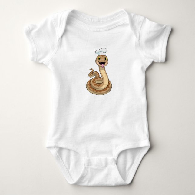 Snake as Cook with Chef hat Baby Bodysuit (Front)
