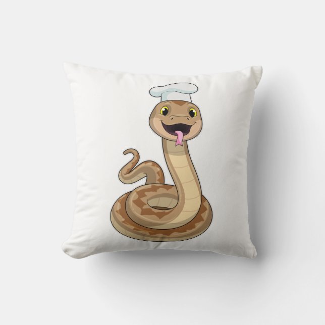 Snake as Cook with Chef hat Cushion (Front)