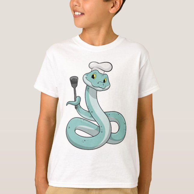 Snake as Cook with Chef hat T-Shirt (Front)