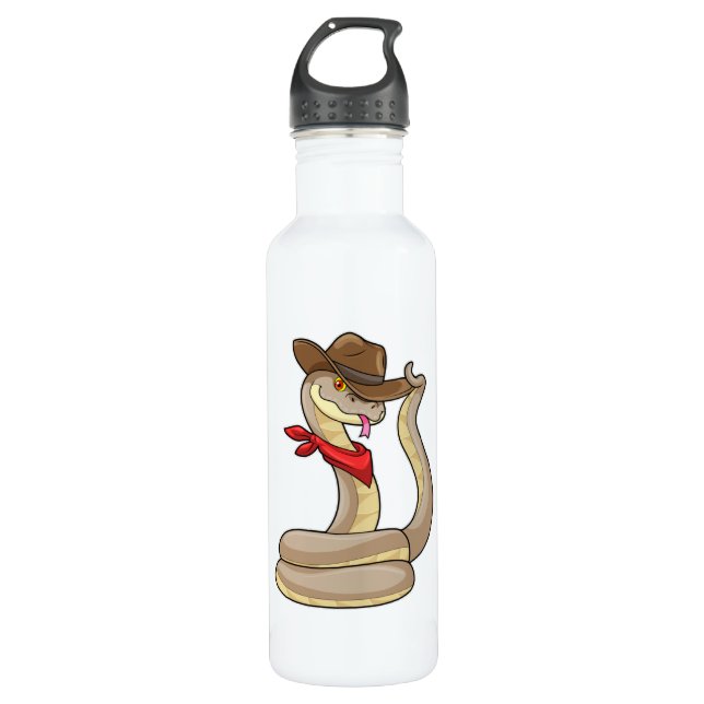 Snake as Cowboy with Scarf 710 Ml Water Bottle (Front)