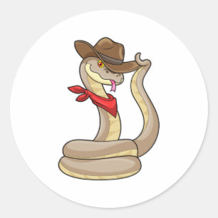 Snake as Cowboy with Scarf Classic Round Sticker