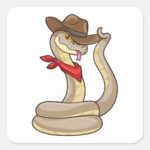 Snake as Cowboy with Scarf Square Sticker