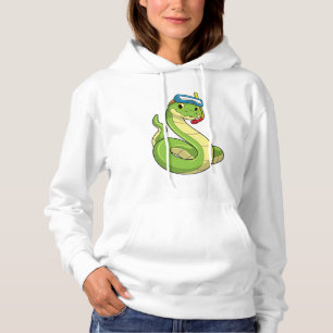 Snake as Diver wirth Snorkel Hoodie