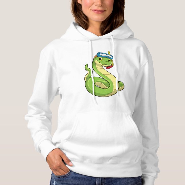 Snake as Diver wirth Snorkel Hoodie (Front)
