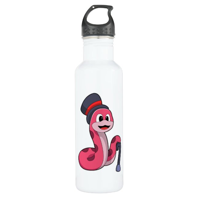 Snake as Gentleman with Hat & Walking stick 710 Ml Water Bottle (Front)