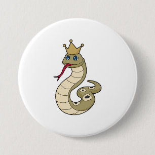 Snake as King with Crown 7.5 Cm Round Badge