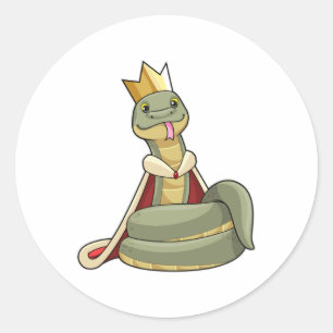 Snake as King with Crown Classic Round Sticker