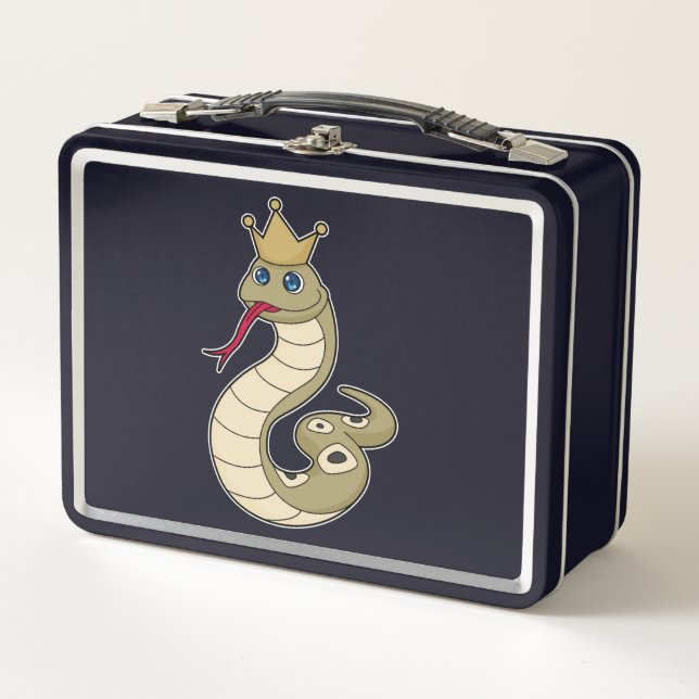 Snake as King with Crown Metal Lunch Box (Front)