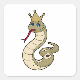 Snake as King with Crown Square Sticker