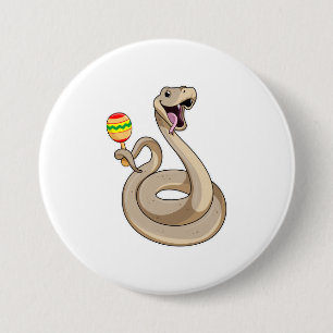 Snake as Musician with Maracas 7.5 Cm Round Badge