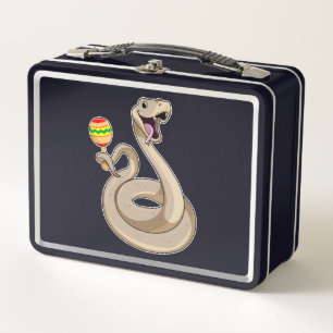 Snake as Musician with Maracas Metal Lunch Box