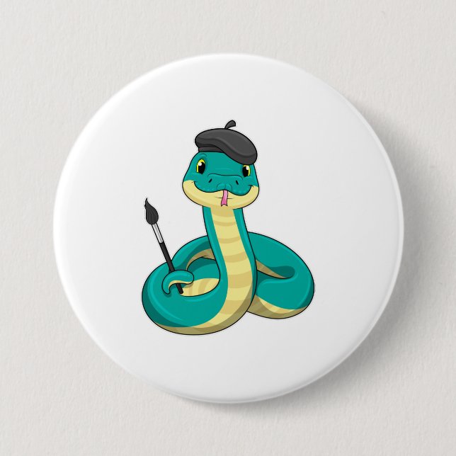 Snake as Painter with Paint brush 7.5 Cm Round Badge (Front)
