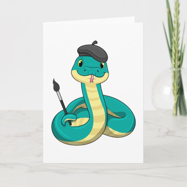 Snake as Painter with Paint brush Card (Front)