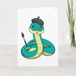 Snake as Painter with Paint brush Card