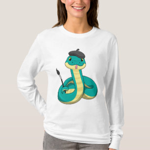 Snake as Painter with Paint brush T-Shirt