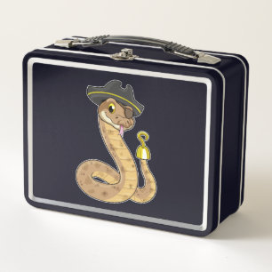 Snake as Pirate with Hook hand & Eye patch Metal Lunch Box