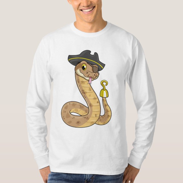 Snake as Pirate with Hook hand & Eye patch T-Shirt (Front)