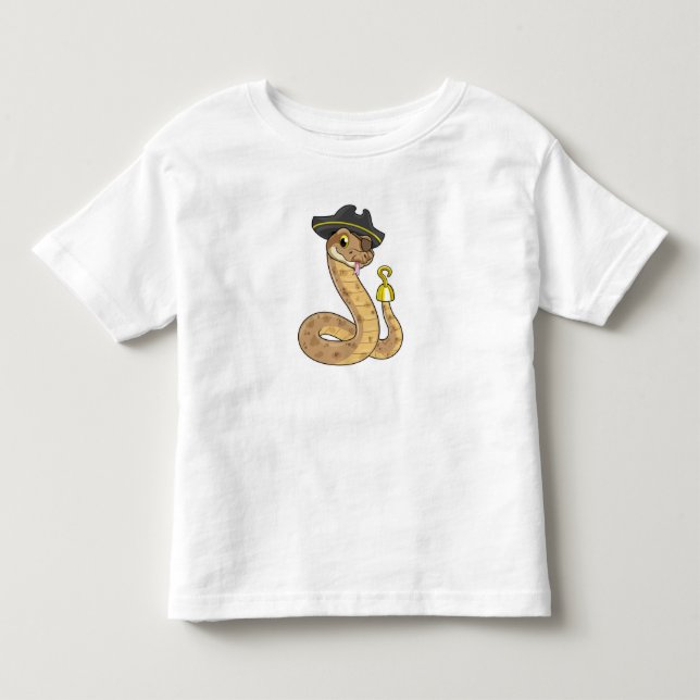 Snake as Pirate with Hook hand & Eye patch Toddler T-Shirt (Front)
