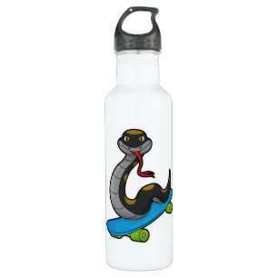 Snake as Skater with Skateboard 710 Ml Water Bottle