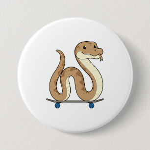 Snake as Skater with Skateboard 7.5 Cm Round Badge