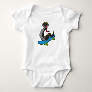 Snake as Skater with Skateboard Baby Bodysuit