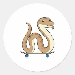 Snake as Skater with Skateboard Classic Round Sticker