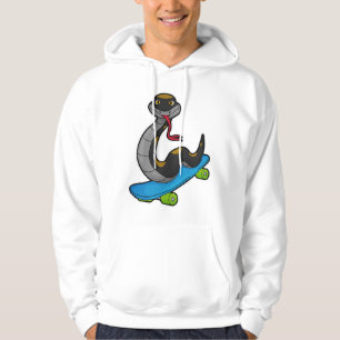 Snake as Skater with Skateboard Hoodie