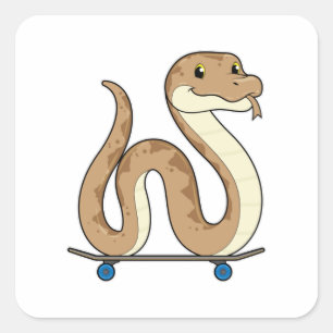 Snake as Skater with Skateboard Square Sticker