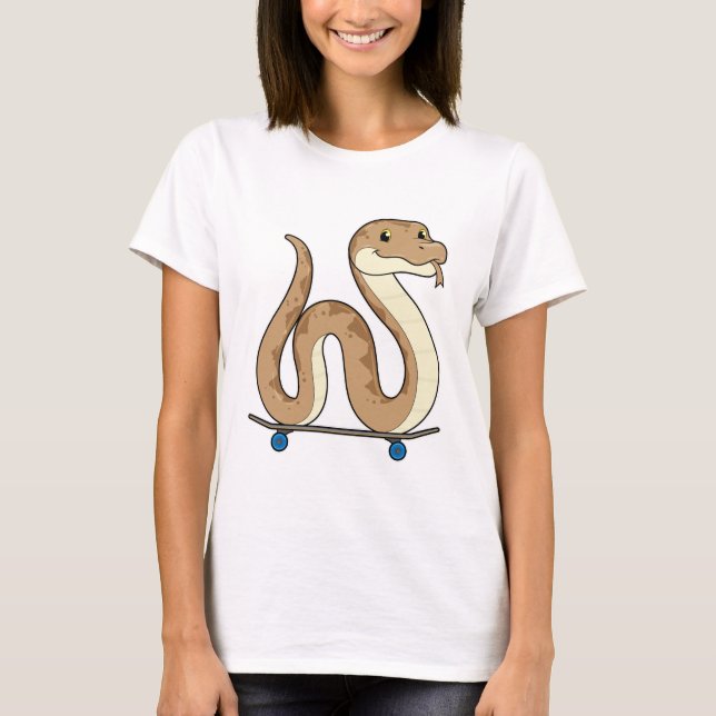 Snake as Skater with Skateboard T-Shirt (Front)