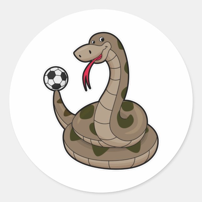 Snake as Soccer player with Soccer ball Classic Round Sticker (Front)