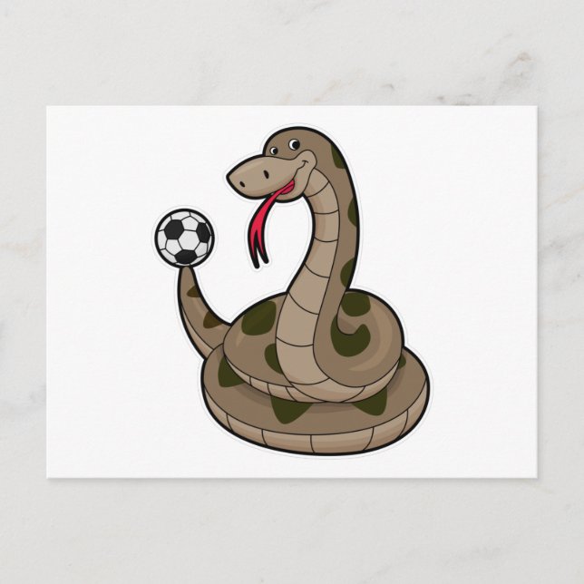 Snake as Soccer player with Soccer ball Postcard (Front)