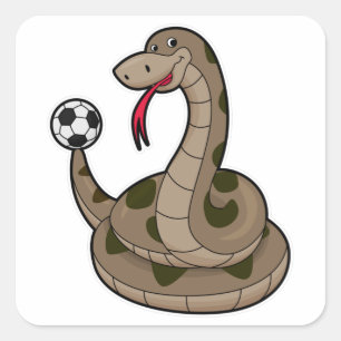 Snake as Soccer player with Soccer ball Square Sticker