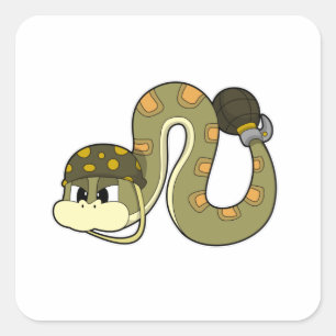 Snake as Soldier with Weapon Square Sticker