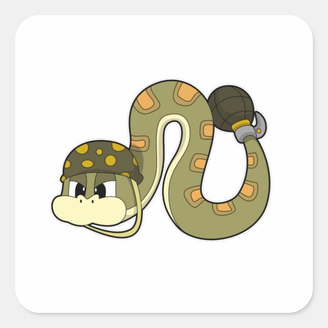 Snake as Soldier with Weapon Square Sticker (Front)