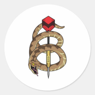 Snake at Darts with Dart Classic Round Sticker