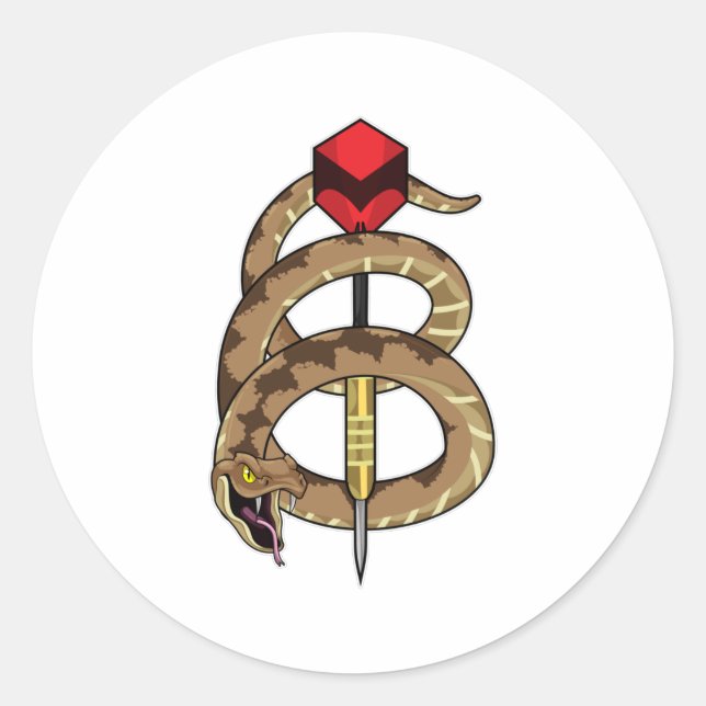 Snake at Darts with Dart Classic Round Sticker (Front)