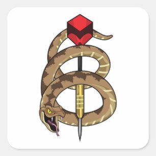Snake at Darts with Dart Square Sticker