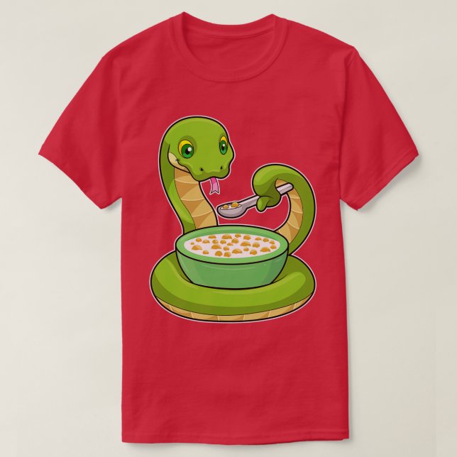 Snake at Eating with Muesli  T-Shirt (Design Front)