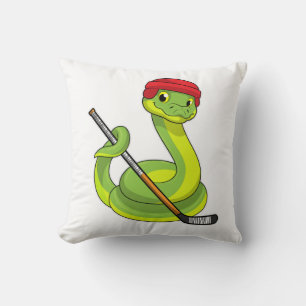 Snake at Ice hockey with Ice hockey stick Cushion