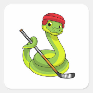 Snake at Ice hockey with Ice hockey stick Square Sticker