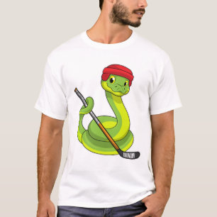 Snake at Ice hockey with Ice hockey stick T-Shirt