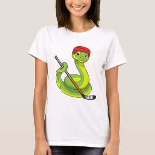 Snake at Ice hockey with Ice hockey stick T-Shirt