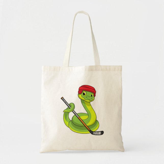 Snake at Ice hockey with Ice hockey stick Tote Bag (Front)