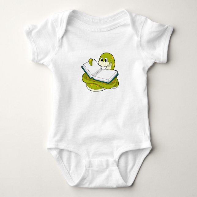 Snake at Reading with Book Baby Bodysuit (Front)